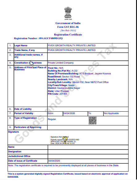 GST Registration Certificate